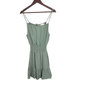 Altar'd State Mini Dress Sage Swiss Dot Smocked‎ Cottagecore Babydoll Peasant XS